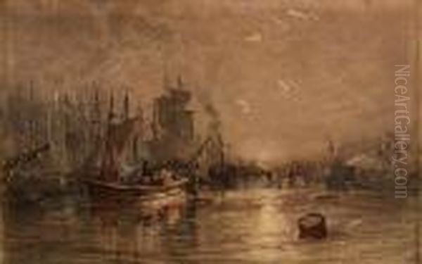 The Clyde At Glasgow Oil Painting by Samuel Bough