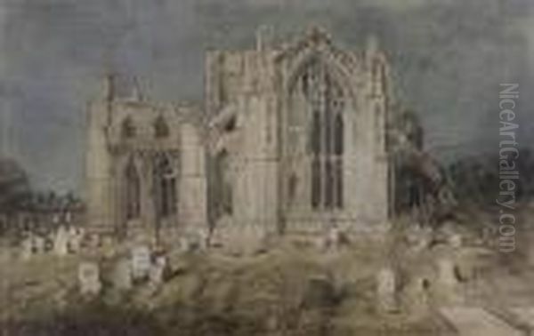 Melrose Abbey Oil Painting by Samuel Bough