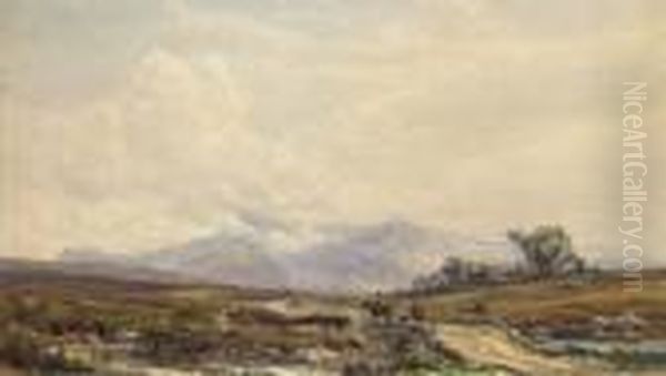 Figures On A Highland Track Oil Painting by Samuel Bough