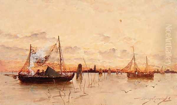 Sunset on the Lagoon Oil Painting by Edward Aubrey Hunt