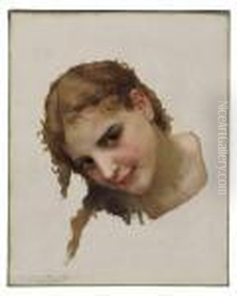 Head Study For Le Gue Oil Painting by William-Adolphe Bouguereau