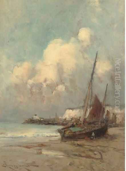 On the coast, Normandy Oil Painting by Edward Aubrey Hunt