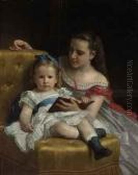 Portrait Of Eva And Frances Johnston Oil Painting by William-Adolphe Bouguereau