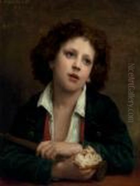 Enfant Italien Tenant Une Croute De Pain Oil Painting by William-Adolphe Bouguereau