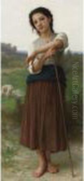 Jeune Bergere Debout Oil Painting by William-Adolphe Bouguereau