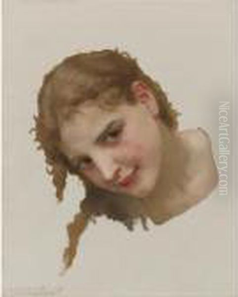 Jeune Fille De La Rochelle (study For Le Gue) Oil Painting by William-Adolphe Bouguereau