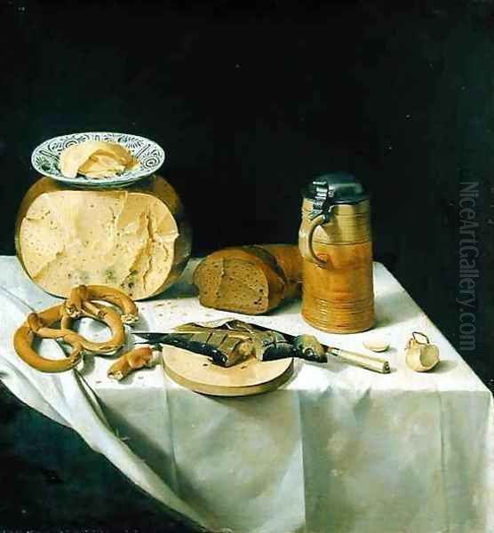 Breakfast Still Life Oil Painting by Johann Georg (also Hintz, Hainz, Heintz) Hinz