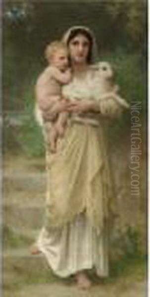 Les Agneaux Oil Painting by William-Adolphe Bouguereau