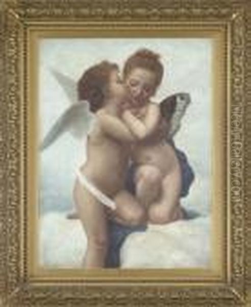 Cupid And Psyche As Children Oil Painting by William-Adolphe Bouguereau