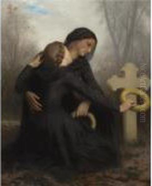 Le Jour Des Morts (all Saints Day) Oil Painting by William-Adolphe Bouguereau