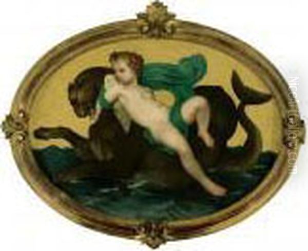 Putti Sur Un Griffon Oil Painting by William-Adolphe Bouguereau