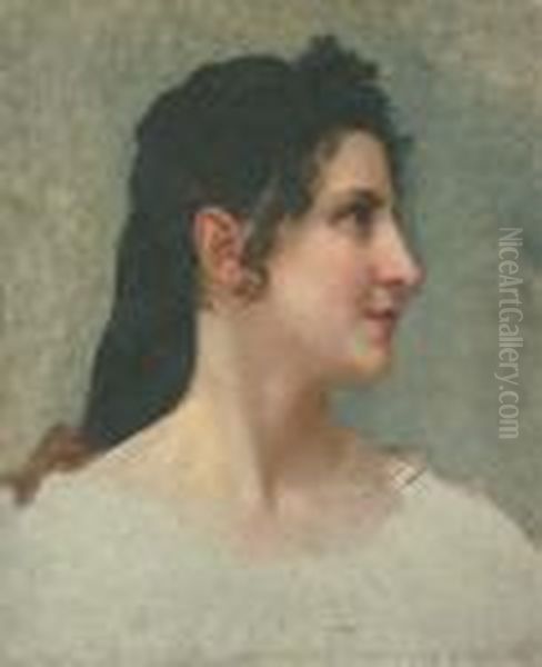 Etude De Tete De Femme Brune, De Profil Oil Painting by William-Adolphe Bouguereau