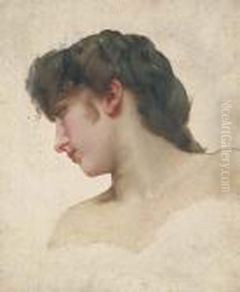 Etude De Tete De Femme Blonde, De Profil Oil Painting by William-Adolphe Bouguereau