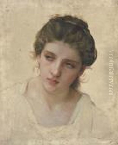 Etude De Tete De Femme Blonde, De Face Oil Painting by William-Adolphe Bouguereau