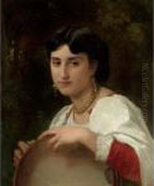 L'italienne Au Tambourin Oil Painting by William-Adolphe Bouguereau