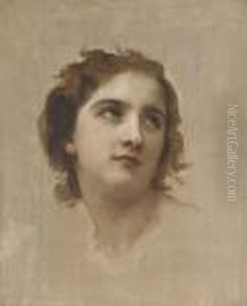 Study Of A Young Girl's Head Oil Painting by William-Adolphe Bouguereau