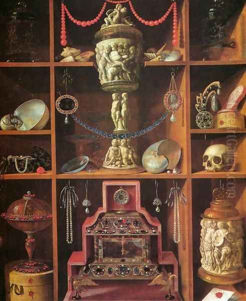 Cabinets of Curiosities Oil Painting by Johann Georg (also Hintz, Hainz, Heintz) Hinz