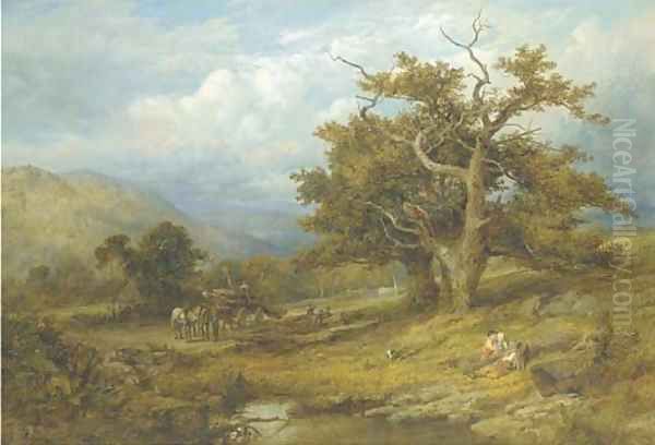 The logging wagon Oil Painting by Henry James G. Holding