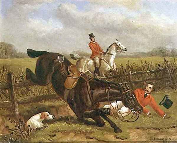 A Fall out Hunting Oil Painting by Edward Benjamin Herberte