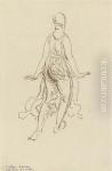 Isadora Duncan Dancing, Seen From Behind Oil Painting by Emile-Antoine Bourdelle