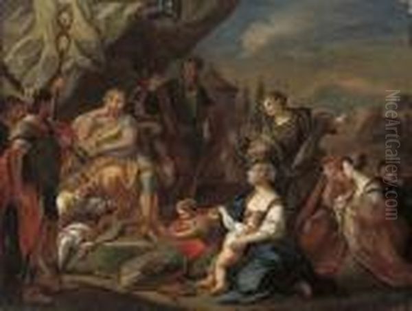 The Judgement Of Solomon Oil Painting by Sebastian Bourdon