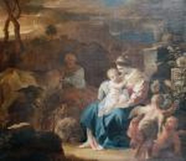 Rest On The Flight Into Egypt Oil Painting by Sebastian Bourdon