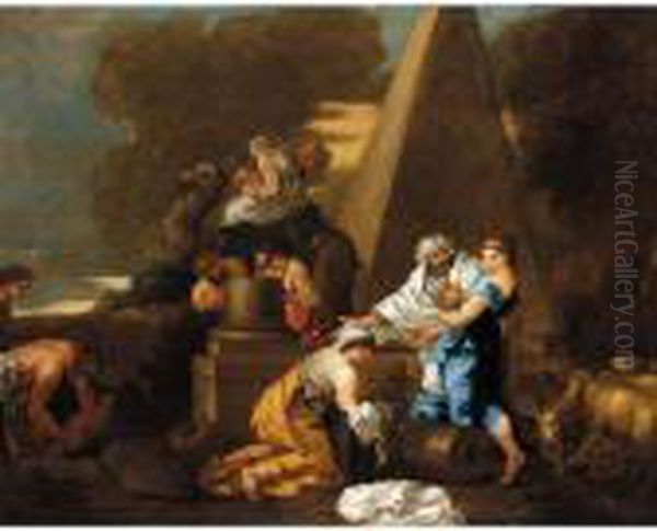 Jacob Burying The Idols Oil Painting by Sebastian Bourdon