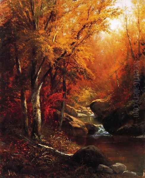 Mountain Stream Oil Painting by Joseph Antonio Hekking