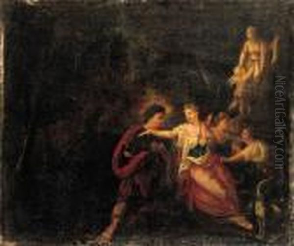 Diana And Actaeon In A Landscape Oil Painting by Sebastian Bourdon