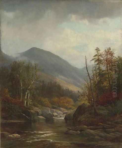 Autumn Landscape with River 2 Oil Painting by Joseph Antonio Hekking