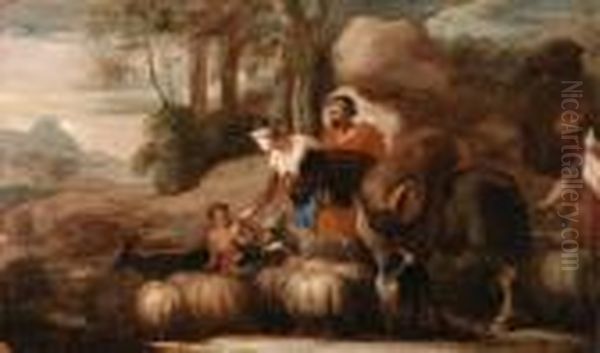 The Flight Into Egypt; And The Return To Canaan
Oil On Paper Laid Down On Panel Oil Painting by Sebastian Bourdon