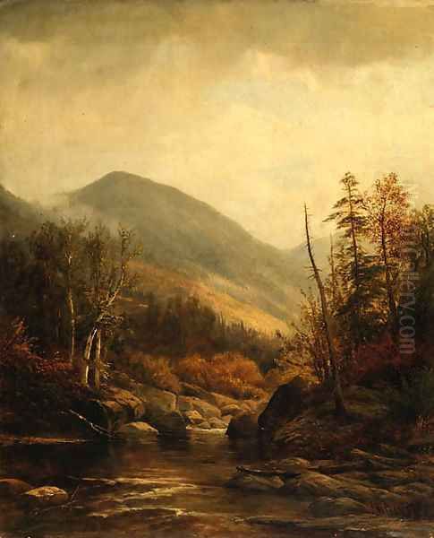 Autumn Landscape with River Oil Painting by Joseph Antonio Hekking