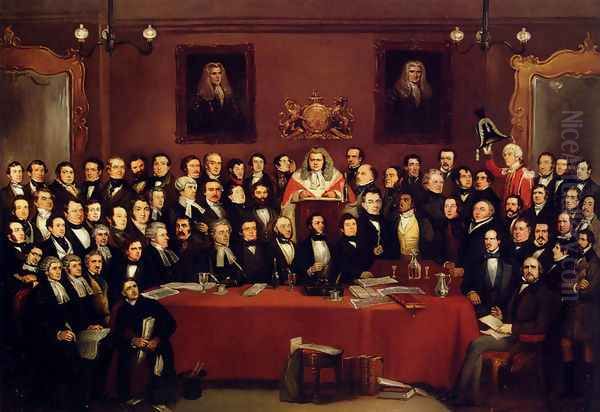 The Judge And Jury Society In The Cider Cellar Oil Painting by A. S. Henning