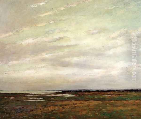 Salt Marshes of Northern New Jersey Oil Painting by Arthur Hoeber