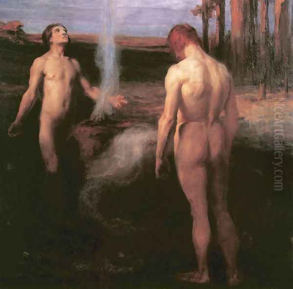 Kain and Abel 1899 Oil Painting by Laszlo Hegedus