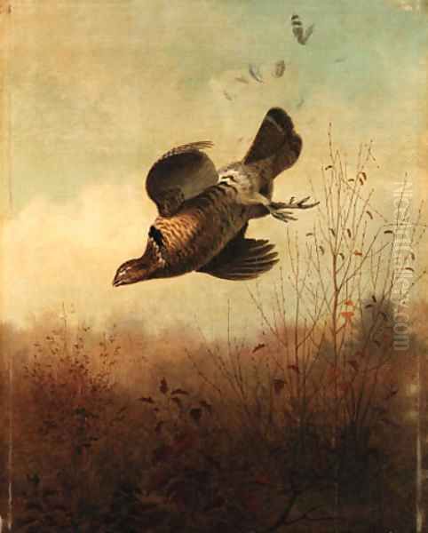 An American Grouse Oil Painting by Thomas Hewes Hinckley