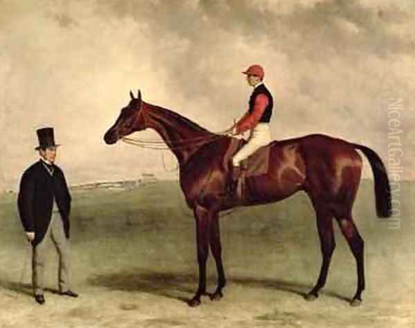 Gladiateur with Harry Grimshaw up and his owner Count Frederic de Lagrange Oil Painting by Harry Hall