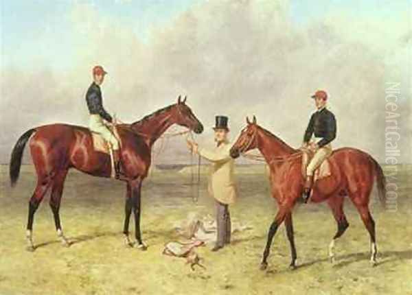 L to R Lord Lyon Winner of the Derby Oil Painting by Harry Hall