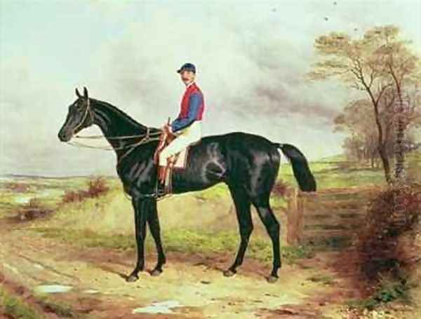 Earl Pouletts The Lamb Winner of the Grand National with Mr George Ede Oil Painting by Harry Hall