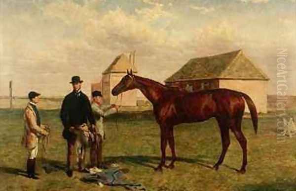 Thunderbolt a Chestnut Racehorse with his Owner and Jockey Oil Painting by Harry Hall