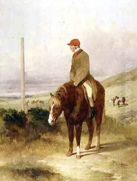 Nat Flatman 1810-60 on his Pony Before the Start of the 1844 Chesterfield Stakes Oil Painting by Harry Hall