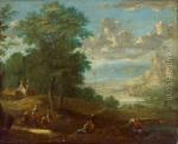 Bewaldete Landschaft Mit Figuren Oil Painting by Peeter Bout