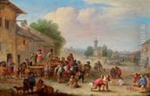 Veduta Di Un Mercato Con Vari Personaggi Oil Painting by Peeter Bout