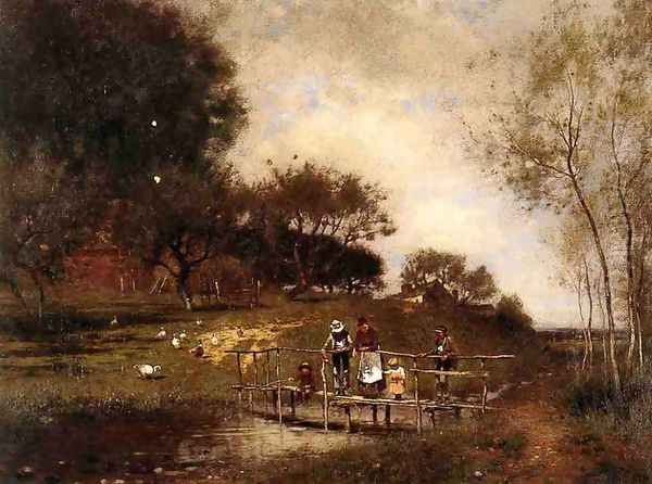 On the Bridge Oil Painting by Alfred Cornelius Howland