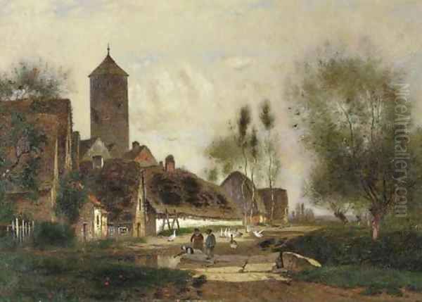 Near Rotterdam and Near Amsterdam two works Oil Painting by Alfred Cornelius Howland