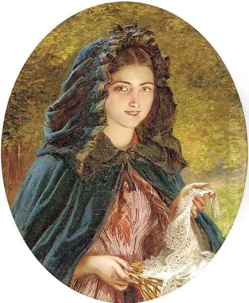 The lace seller Oil Painting by Edmund Havell Jnr.