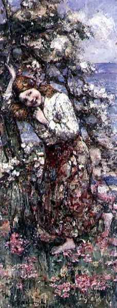 The Blossom Tree Oil Painting by Edward Atkinson Hornel