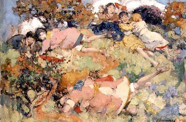 Children at Play Oil Painting by Edward Atkinson Hornel