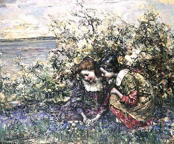 Bluebells and Primroses Oil Painting by Edward Atkinson Hornel