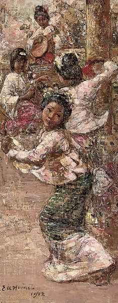 Burmese dancers Oil Painting by Edward Atkinson Hornel